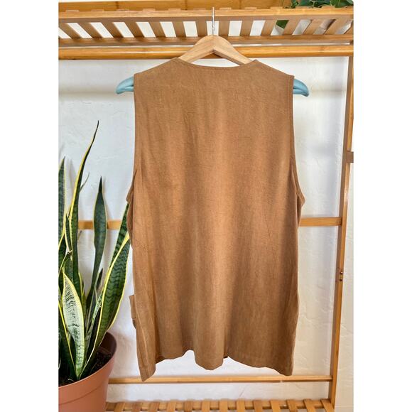 Vintage Brown Sleeveless Button-Up Tank Top - Picture 4 of 4